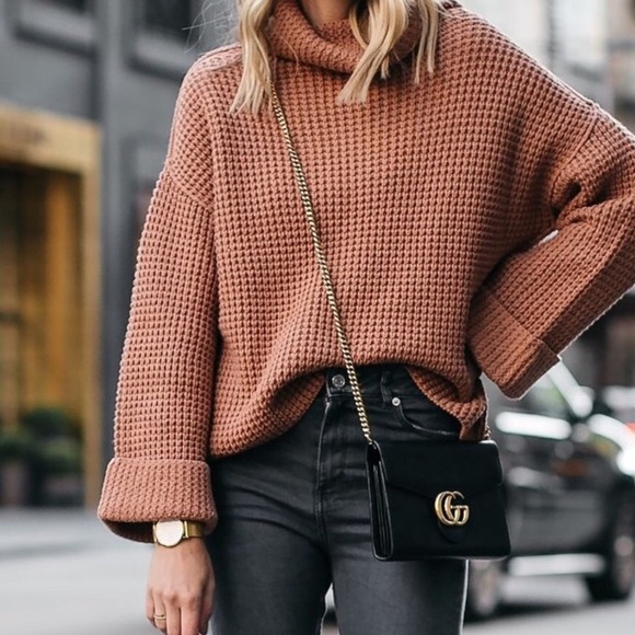 Free People Sweaters Oversized Cow Neck Chunky Sweater M Poshmark